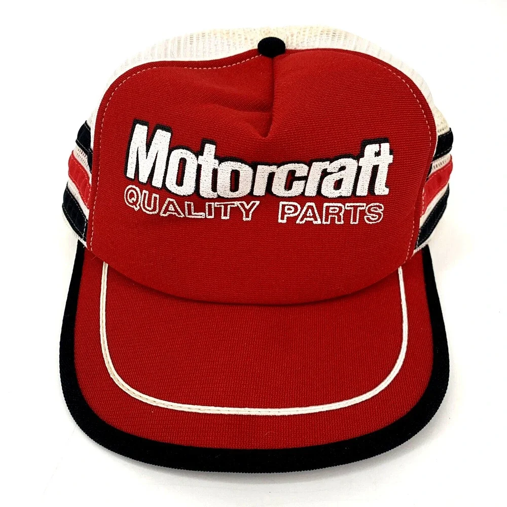 Rare Vintage Motorcraft Quality Parts Truckers 3 Striped Snapback Hat